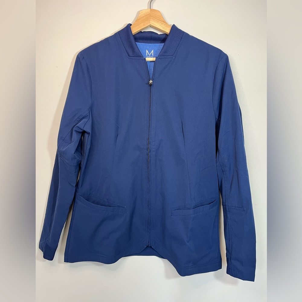 Medelita Kinetic Navy Blue Scrubs Jacket Zip Front Women’s Medium